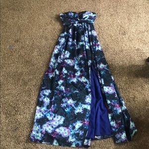 Strapless dark blue, aqua, purple dress
